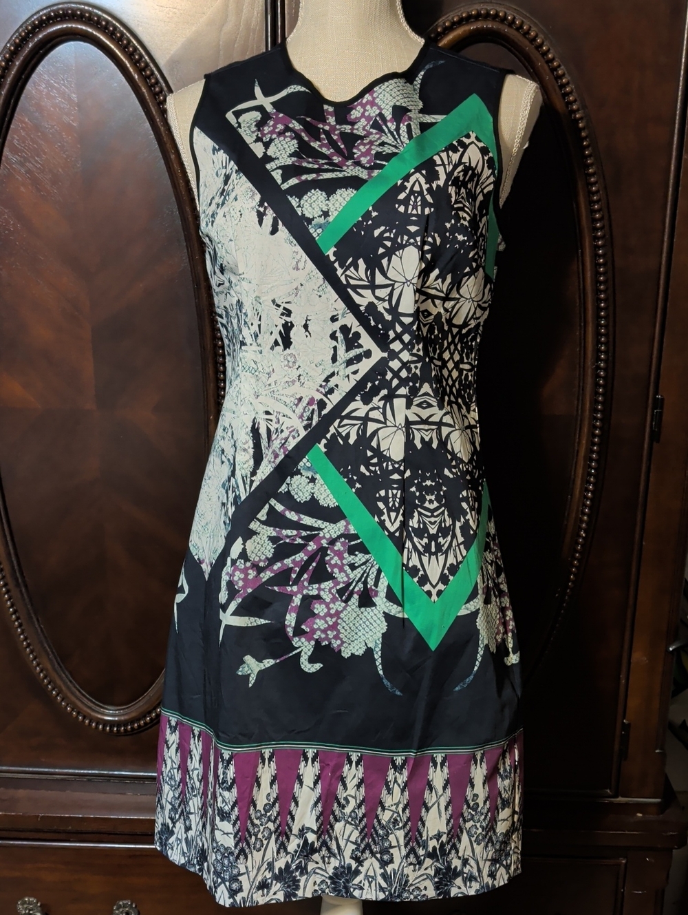 Abstract Print Kenneth Cole Dress Size 6 Colorblock Floral Geometric Boho Artsy